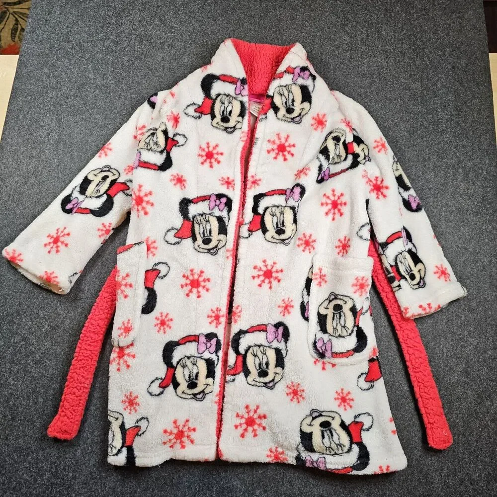 Disney Minnie Mouse Toddler Bath Robe Size 3T Christmas Winter Santa Claus Cozy